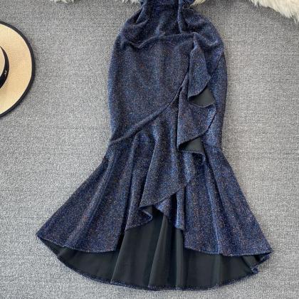 Elegant V Neck Fishtail Dress Fashion Dress