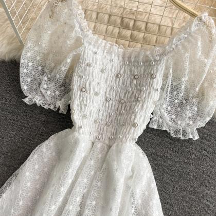 Cute A line lace dress fashion dres..