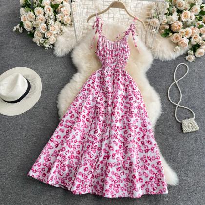 Cute A line floral dress fashion dr..
