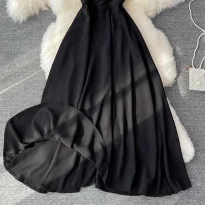 Cute Lace Short Dress Black A Line Dress