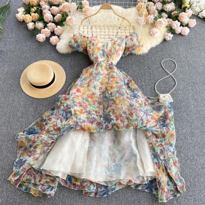 Stylish A Line Floral Off Shoulder Dress Fashion..