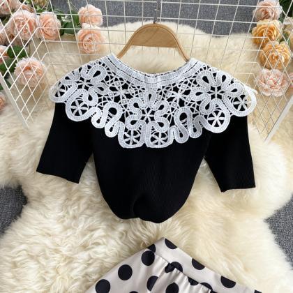 Cute Knitted Short-sleeved Blouse For Age..