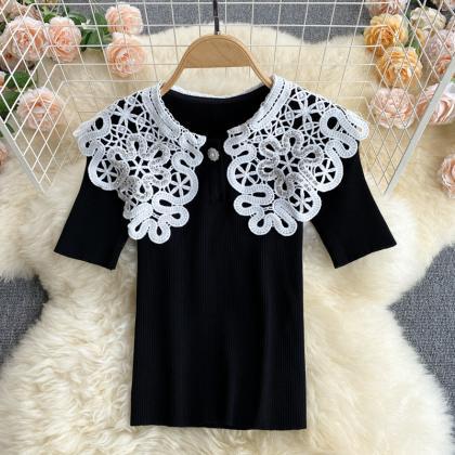 Cute Knitted Short-sleeved Blouse For Age..