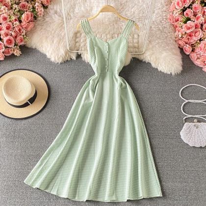 Sweet Plaid A Line Dress Fashion Dress