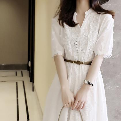 Elegant A Line White Cutout Dress