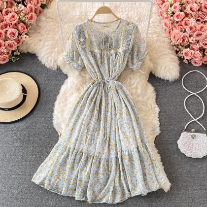 Sweet A Line Floral Short Dress Fashion Dress