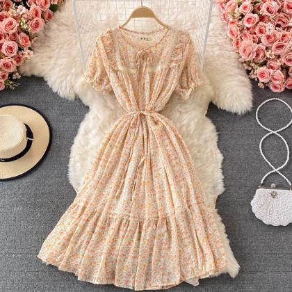 Sweet A Line Floral Short Dress Fashion Dress