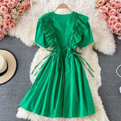 Cute A Line V Neck Short Dress Fashion Dress