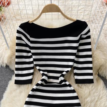 Cute Striped Knitted Dress