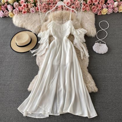 Cute Chiffon White Dress Fashion Dress