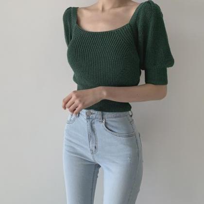 Cute Knitted Lace Up Top