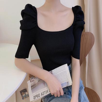 Cute Round Neck Knitted Top