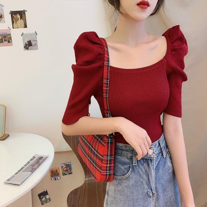 Cute Round Neck Knitted Top