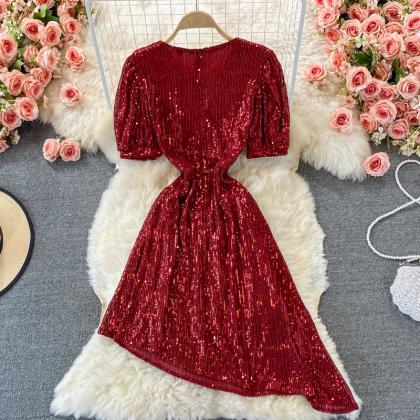 Cute Irregular Sequin Dress Fashion Dress