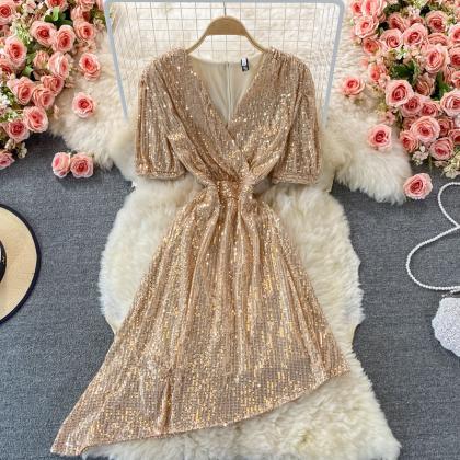 Cute Irregular Sequin Dress Fashion Dress