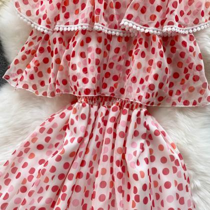 Sweet Polka Dot Off-the-shoulder Dress