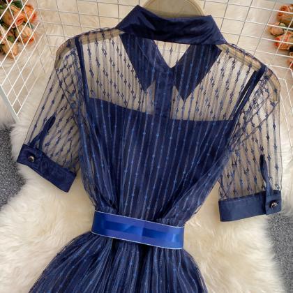 Blue A line short dress fashion dre..