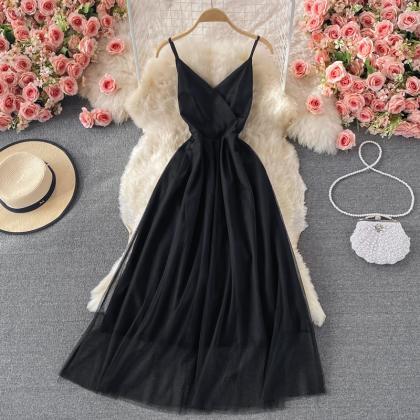 Black V Neck Tulle Short Dress A Line Fashion..