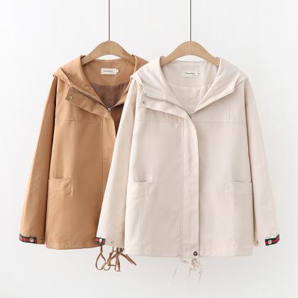 Simple hoodie long sleeve jacket