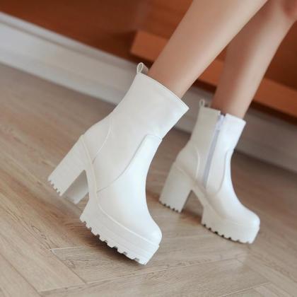 Simple High-heeled Short Boots