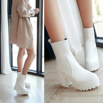 Simple High-heeled Short Boots