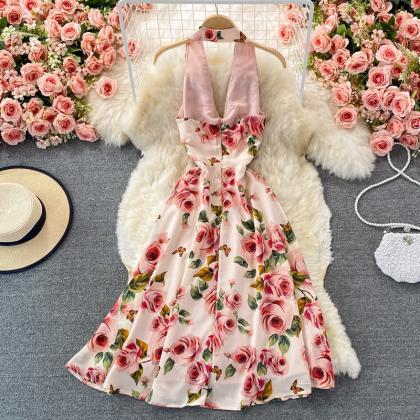Cute Floral Short A Line Dress Fashion Dress
