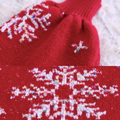 Cute Snowflake Long Sleeve Round Neck Sweater