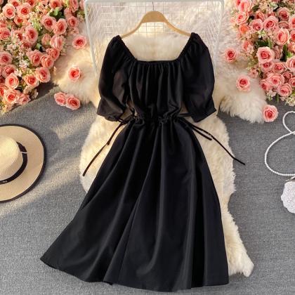 Black A Line Short Dress Simple Black Dress