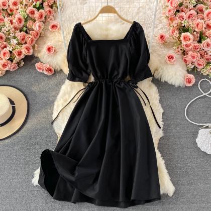 Black A Line Short Dress Simple Black Dress