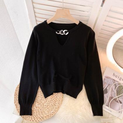 Simple Round Neck Long Sleeve Sweater