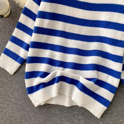 Cute Striped Long Sleeve Sweater