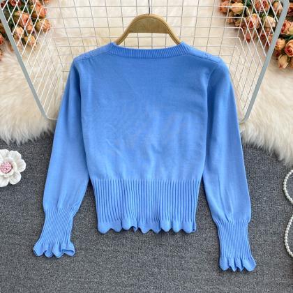 Cute Cardigan Long Sleeve Short Sweater