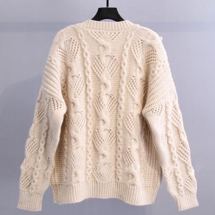 Retro Knitted Twist Long Sleeve Sweater