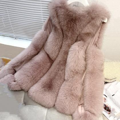 Lovely vest with imitation fox fur