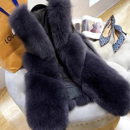 Lovely vest with imitation fox fur