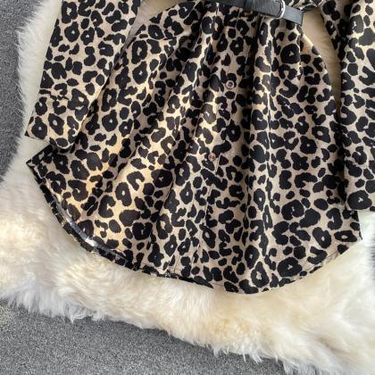 Fashionable Leopard Print Long Sleeve Tops