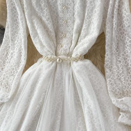 Cute lace long sleeve dress fashion..