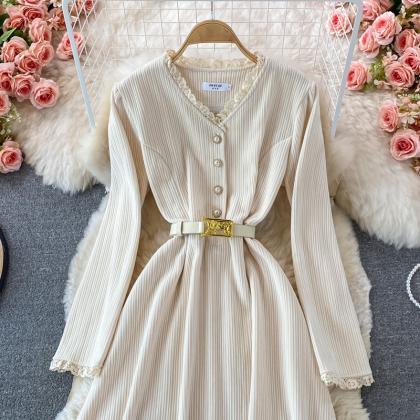 Cute A Line Long Sleeve Dress Fashion Dress