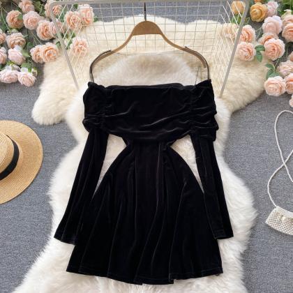 Black A Line Long Sleeve Dress Black Fashion Dress