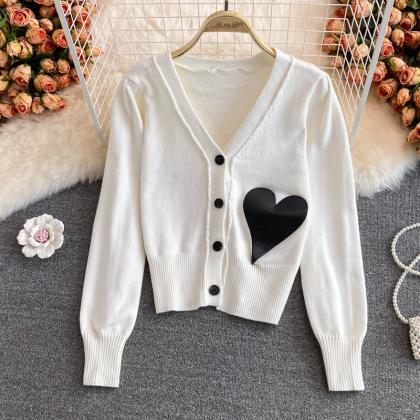 Lovely Heart Cardigan Long Sleeve Sweater