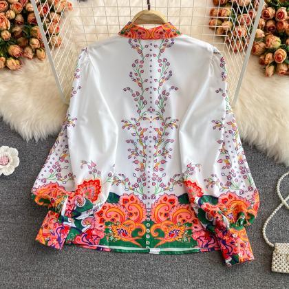 Stylish Floral Long Sleeve Tops