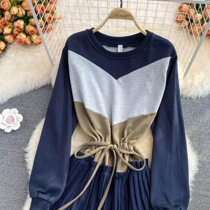 Autumn And Winter Round Neck Sweater Dress Long..