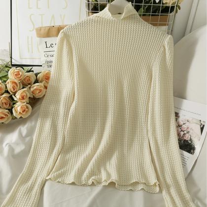 Simple High Neck Long Sleeve Bottoming Shirt