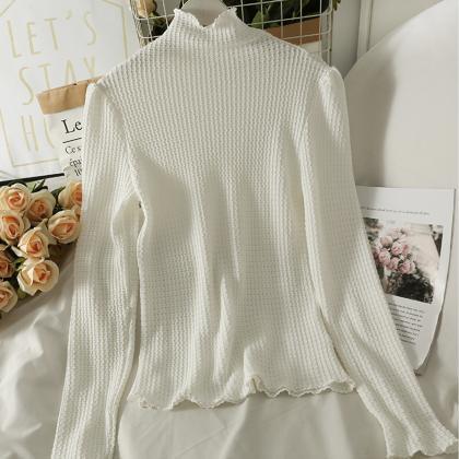 Simple High Neck Long Sleeve Bottoming Shirt