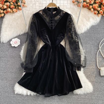 Black Lace Long Sleeve Dress Black Fashion Dress