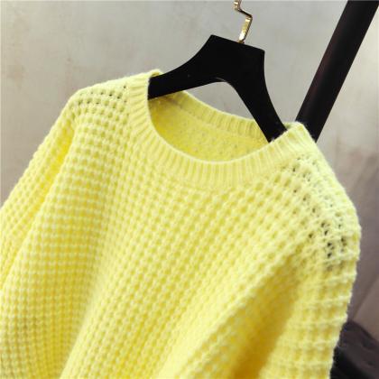 Simple Round Neck Long Sleeve Sweater