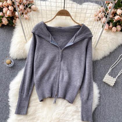 Cute Hooded Short Knitted Top