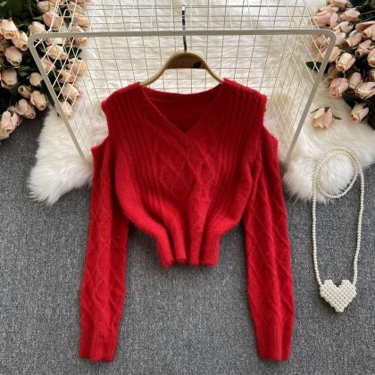 Cute Off-the-shoulder Long-sleeved Sweater