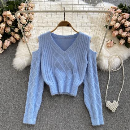 Cute Off-the-shoulder Long-sleeved Sweater
