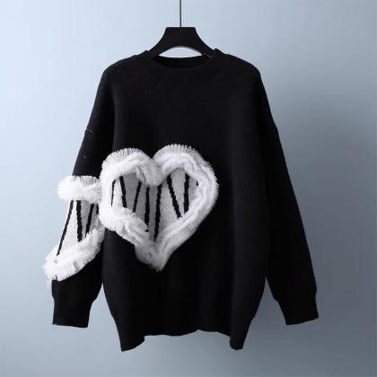 Lovely Heart Long-sleeved Sweater